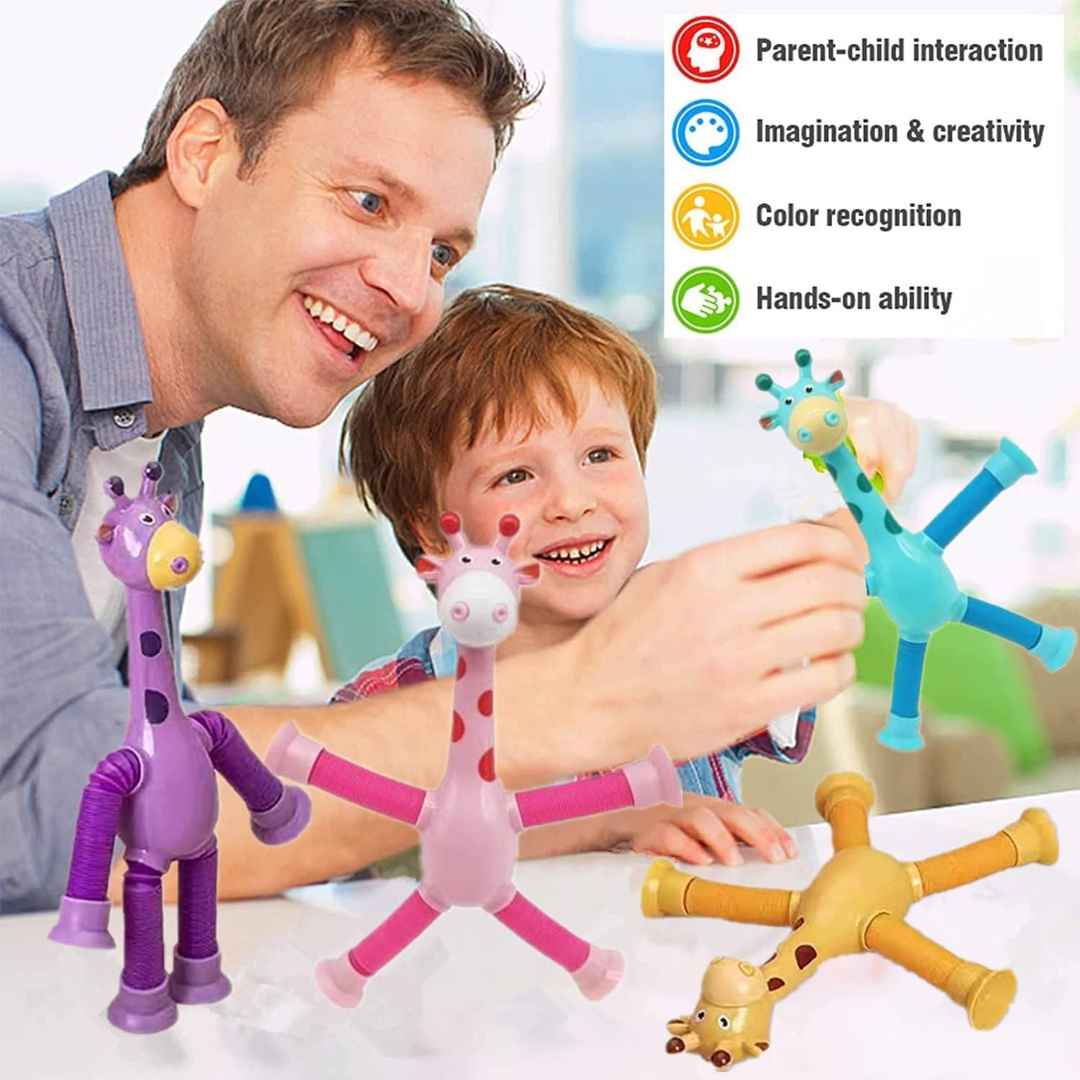 3 Pieces Telescopic Suction Cup Giraffe Toy