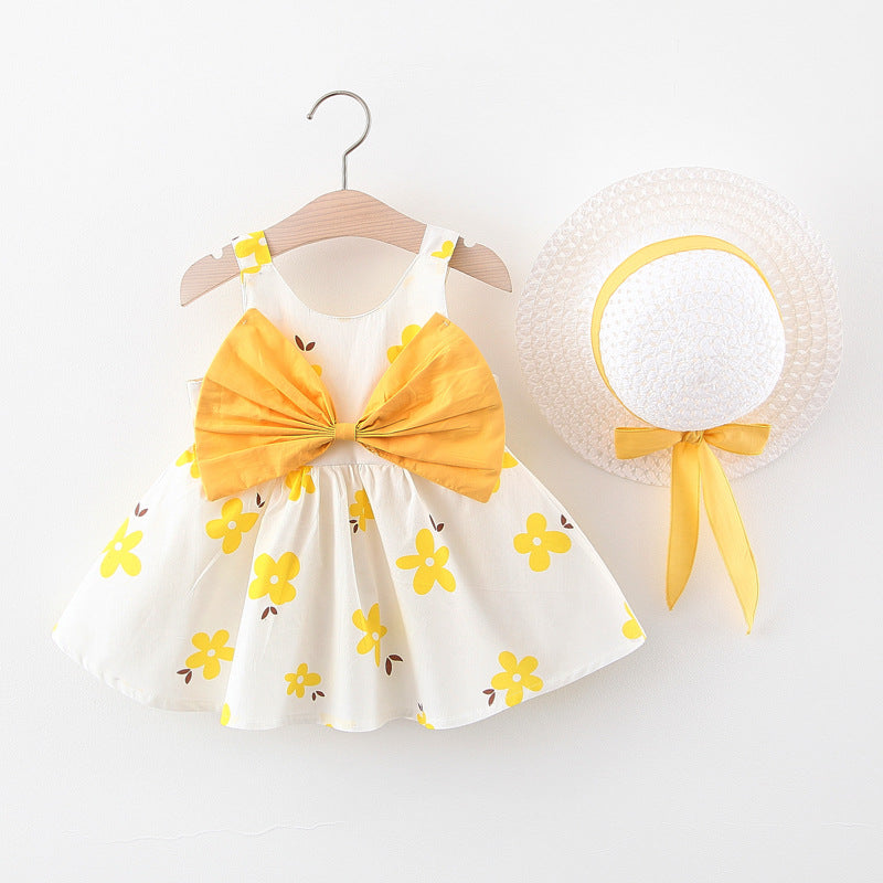 Small flower bow cotton skirt