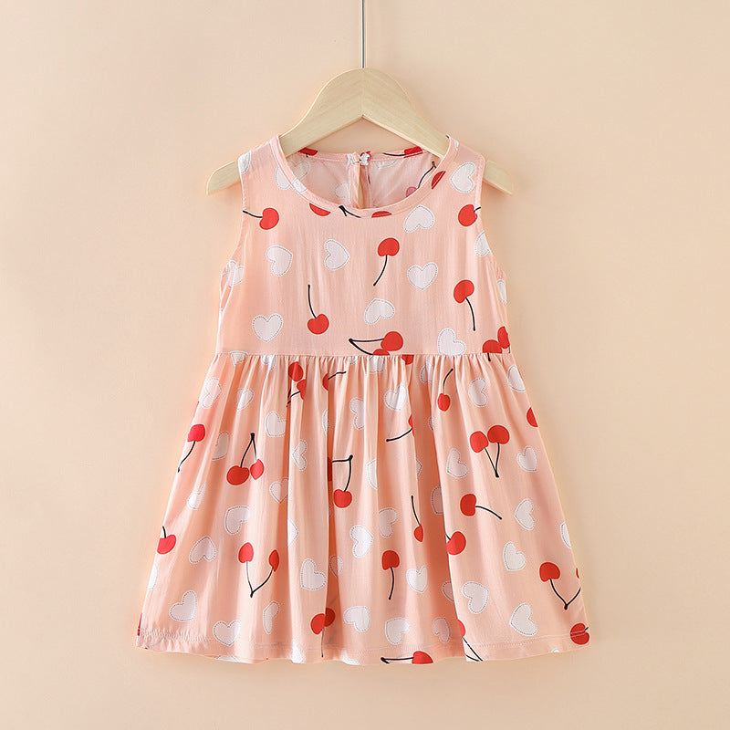 Princess Vest Skirt Girl Cotton Silk Dress Cotton Silk Western Style Summer Dress