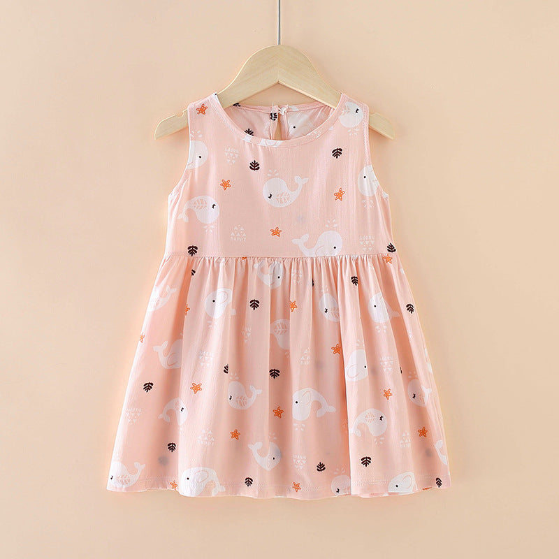 Princess Vest Skirt Girl Cotton Silk Dress Cotton Silk Western Style Summer Dress