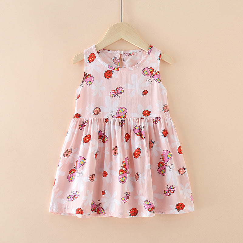 Princess Vest Skirt Girl Cotton Silk Dress Cotton Silk Western Style Summer Dress