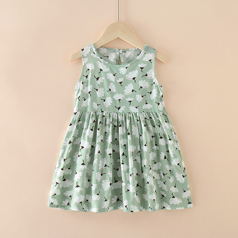 Princess Vest Skirt Girl Cotton Silk Dress Cotton Silk Western Style Summer Dress