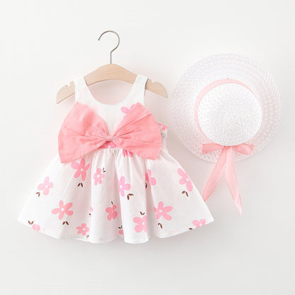 Small flower bow cotton skirt