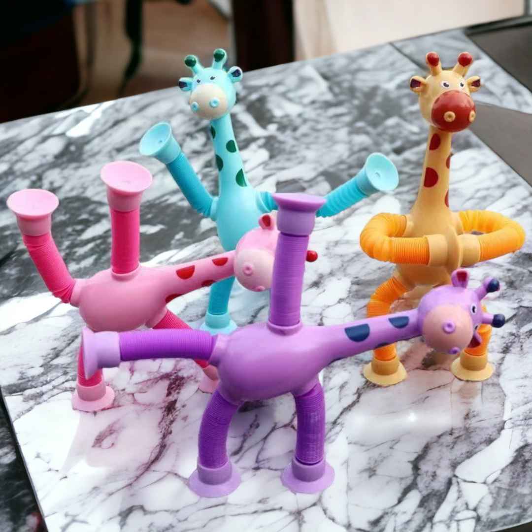 3 Pieces Telescopic Suction Cup Giraffe Toy