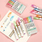 Linear Roller Color Pens Highlighters with 6 Different Curve Shapes (Set of 6)