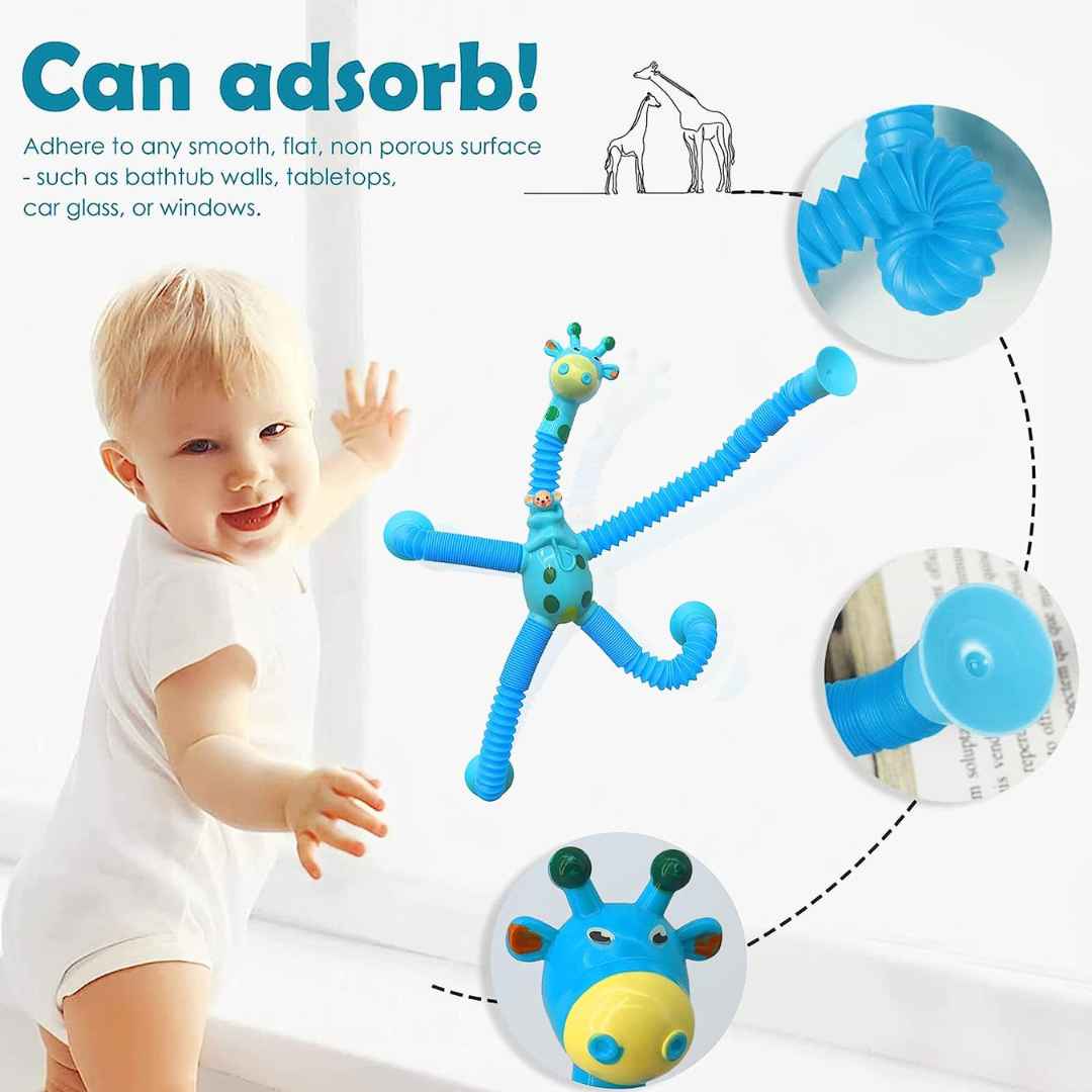 3 Pieces Telescopic Suction Cup Giraffe Toy