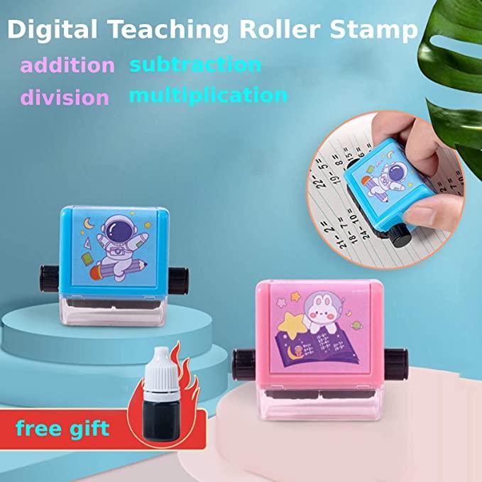 Addition and Subtraction Teaching Stamps for Kids,Roller Design Digital Teaching Stamp,Math Stamps Practice Tools Within 100 Supplies Educational Toy for Preschool Home School Supplies - pack of 2