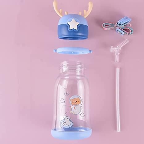 Deer Horn Design Cute Cartoon Sipper Water Bottle 600ml