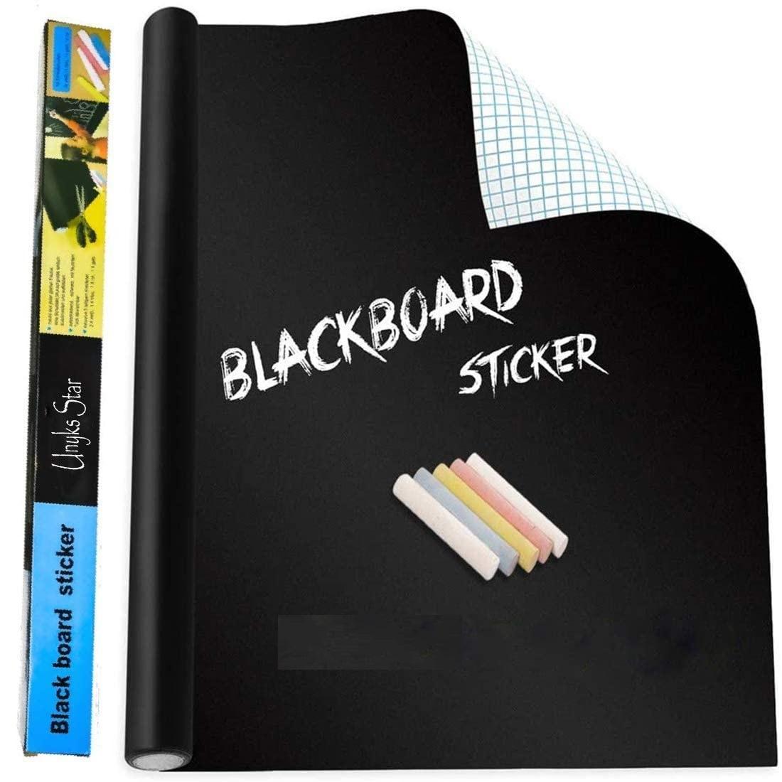 Sticker Black Board-Wall Sticker Removable Decal Chalkboard with 5 Chalks for Home School Office College