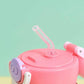 Cute Cartoon Rabbit Ear Straw water Bottle with sipper For Kids Teens Girls 750ml