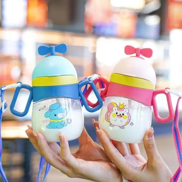 Summer Children's Plastic Convenient Straw Cup Handle Carrying Dual Use Gravity Ball Learning Drinking Cup