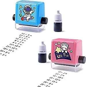 Addition and Subtraction Teaching Stamps for Kids,Roller Design Digital Teaching Stamp,Math Stamps Practice Tools Within 100 Supplies Educational Toy for Preschool Home School Supplies - pack of 2