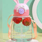 Cute Cartoon Rabbit Ear Straw water Bottle with sipper For Kids Teens Girls 750ml