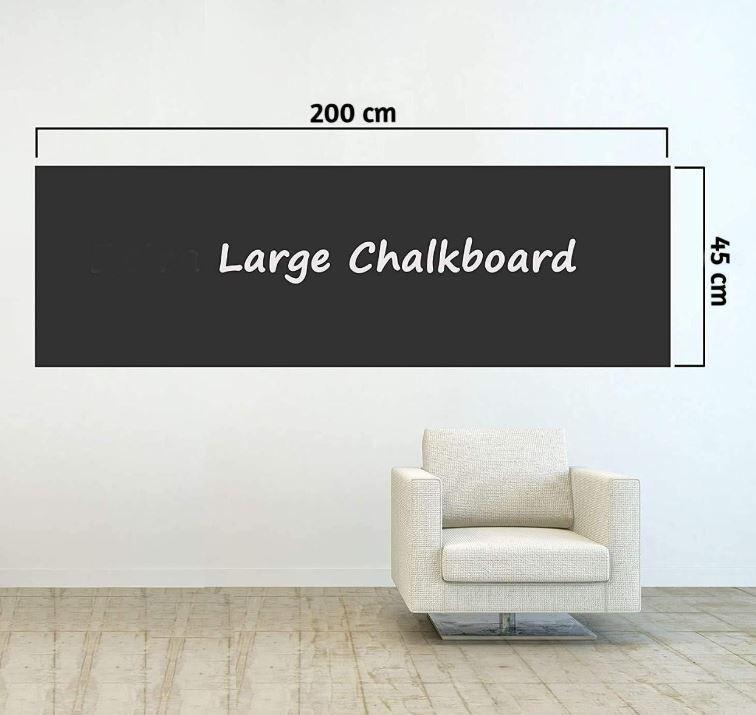 Sticker Black Board-Wall Sticker Removable Decal Chalkboard with 5 Chalks for Home School Office College